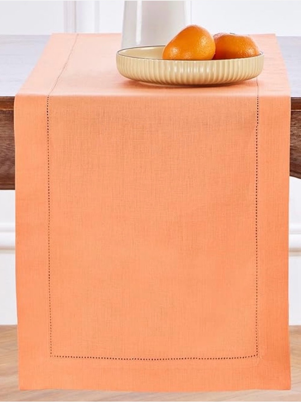 NEW Solino Home Linen Coral Table RunneR - 100% Pure Linen Hemstitch